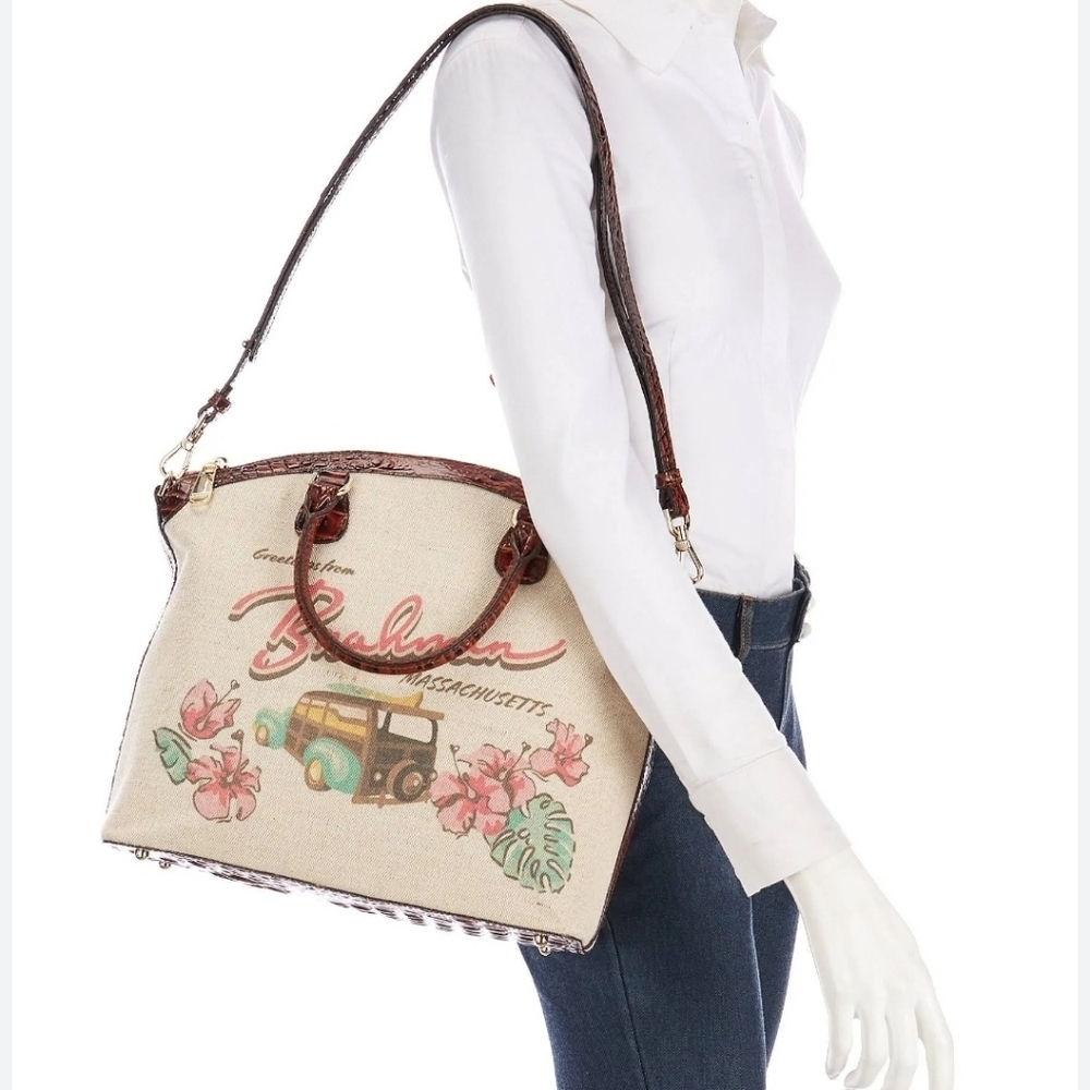 🤎🔹️Brahmin🔹️ Large Duxbury in PECAN PIPA Canvas & Leather - Picture 5 of 7